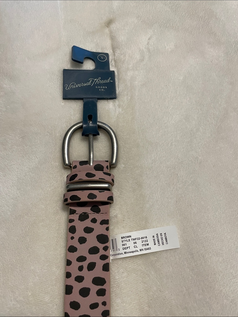 Universal Thread Dusty Pink Leopard Print Belt with Silver Buckle